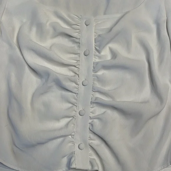 🔴 TOPSHOP IVORY BUTTON PRAIRIE SHORT SLEEVE BLOUSE - Picture 3 of 6